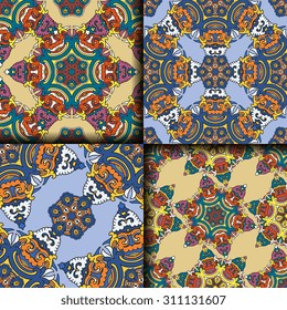 Vector seamless pattern ethnic style background. Vintage decorative texture for wallpapers, backgrounds and page fill. Indian, arabic motive.