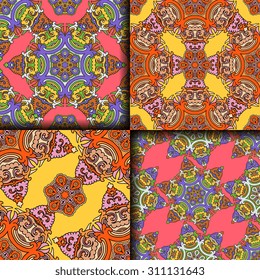 Vector seamless pattern ethnic style background. Vintage decorative texture for wallpapers, backgrounds and page fill. Indian, arabic motive.