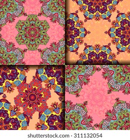 Vector seamless pattern ethnic style background. Vintage decorative texture for wallpapers, backgrounds and page fill. Indian, arabic motive.