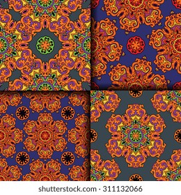 Vector seamless pattern ethnic style background. Vintage decorative texture for wallpapers, backgrounds and page fill. Indian, arabic motive.