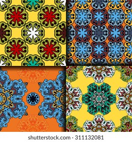 Vector seamless pattern ethnic style background. Vintage decorative texture for wallpapers, backgrounds and page fill. Indian, arabic motive.