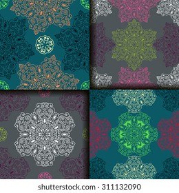 Vector seamless pattern ethnic style background. Vintage decorative texture for wallpapers, backgrounds and page fill. Indian, arabic motive.