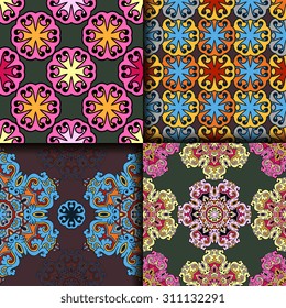 Vector seamless pattern ethnic style background. Vintage decorative texture for wallpapers, backgrounds and page fill. Indian, arabic motive.