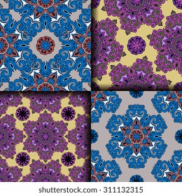 Vector seamless pattern ethnic style background. Vintage decorative texture for wallpapers, backgrounds and page fill. Indian, arabic motive.