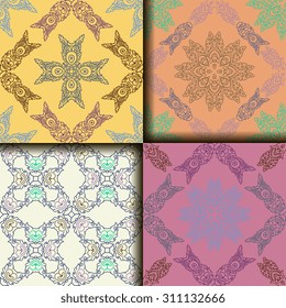 Vector seamless pattern ethnic style background. Vintage decorative texture for wallpapers, backgrounds and page fill. Indian, arabic motive.