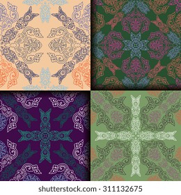 Vector seamless pattern ethnic style background. Vintage decorative texture for wallpapers, backgrounds and page fill. Indian, arabic motive.