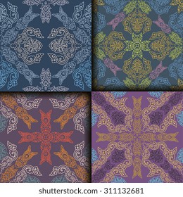 Vector seamless pattern ethnic style background. Vintage decorative texture for wallpapers, backgrounds and page fill. Indian, arabic motive.
