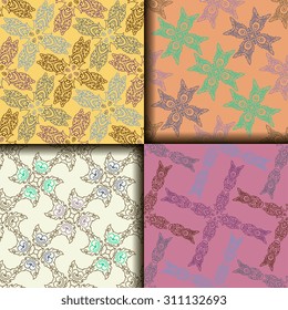 Vector seamless pattern ethnic style background. Vintage decorative texture for wallpapers, backgrounds and page fill. Indian, arabic motive.