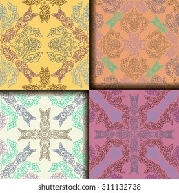 Vector seamless pattern ethnic style background. Vintage decorative texture for wallpapers, backgrounds and page fill. Indian, arabic motive.