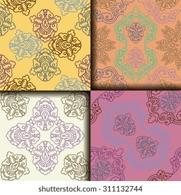 Vector seamless pattern ethnic style background. Vintage decorative texture for wallpapers, backgrounds and page fill. Indian, arabic motive.