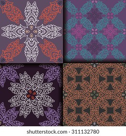 Vector seamless pattern ethnic style background. Vintage decorative texture for wallpapers, backgrounds and page fill. Indian, arabic motive.