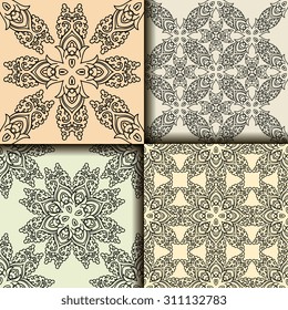 Vector seamless pattern ethnic style background. Vintage decorative texture for wallpapers, backgrounds and page fill. Indian, arabic motive.