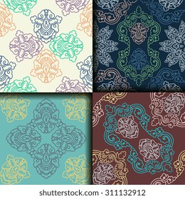 Vector seamless pattern ethnic style background. Vintage decorative texture for wallpapers, backgrounds and page fill. Indian, arabic motive