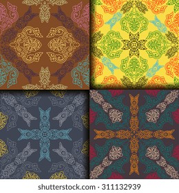Vector seamless pattern ethnic style background. Vintage decorative texture for wallpapers, backgrounds and page fill. Indian, arabic motive