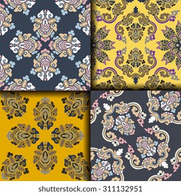 Vector seamless pattern ethnic style background. Vintage decorative texture for wallpapers, backgrounds and page fill. Indian, arabic motive