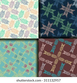 Vector seamless pattern ethnic style background. Vintage decorative texture for wallpapers, backgrounds and page fill. Indian, arabic motive