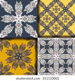 Vector seamless pattern ethnic style background. Vintage decorative texture for wallpapers, backgrounds and page fill. Indian, arabic motive