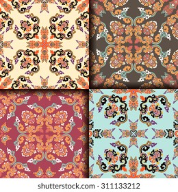 Vector seamless pattern ethnic style background. Vintage decorative texture for wallpapers, backgrounds and page fill. Indian, Arabic motive