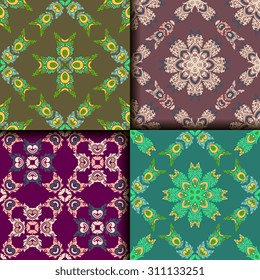 Vector seamless pattern ethnic style background. Vintage decorative texture for wallpapers, backgrounds and page fill. Indian, Arabic motive