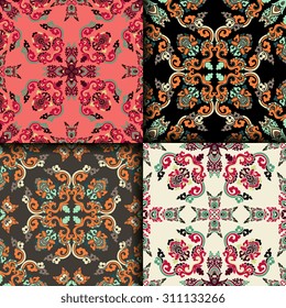 Vector seamless pattern ethnic style background. Vintage decorative texture for wallpapers, backgrounds and page fill. Indian, Arabic motive