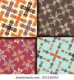 Vector seamless pattern ethnic style background. Vintage decorative texture for wallpapers, backgrounds and page fill. Indian, Arabic motive