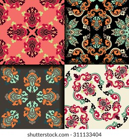 Vector seamless pattern ethnic style background. Vintage decorative texture for wallpapers, backgrounds and page fill. Indian, Arabic motive