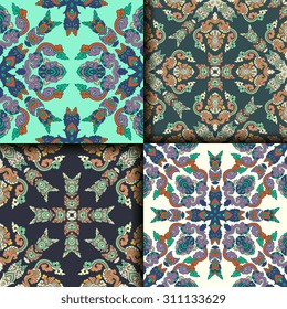 Vector seamless pattern ethnic style background. Vintage decorative texture for wallpapers, backgrounds and page fill. Indian, Arabic motive.