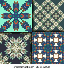 Vector seamless pattern ethnic style background. Vintage decorative texture for wallpapers, backgrounds and page fill. Indian, Arabic motive.