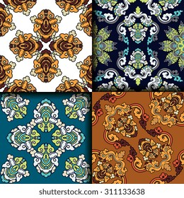 Vector seamless pattern ethnic style background. Vintage decorative texture for wallpapers, backgrounds and page fill. Indian, Arabic motive.