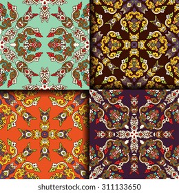 Vector seamless pattern ethnic style background. Vintage decorative texture for wallpapers, backgrounds and page fill. Indian, Arabic motive.