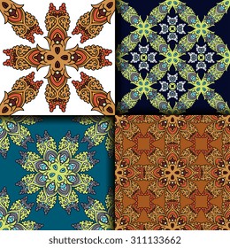 Vector seamless pattern ethnic style background. Vintage decorative texture for wallpapers, backgrounds and page fill. Indian, Arabic motive.
