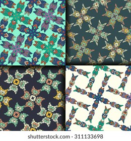 Vector seamless pattern ethnic style background. Vintage decorative texture for wallpapers, backgrounds and page fill. Indian, Arabic motive.