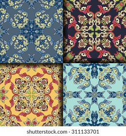 Vector seamless pattern ethnic style background. Vintage decorative texture for wallpapers, backgrounds and page fill. Indian, Arabic motive.