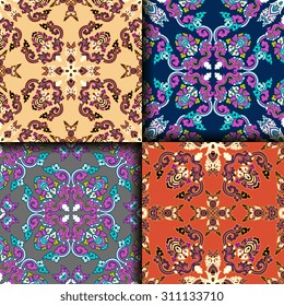 Vector seamless pattern ethnic style background. Vintage decorative texture for wallpapers, backgrounds and page fill. Indian, Arabic motive.