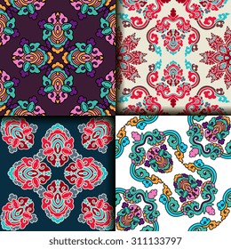 Vector seamless pattern ethnic style background. Vintage decorative texture for wallpapers, backgrounds and page fill. Indian, Arabic motive.