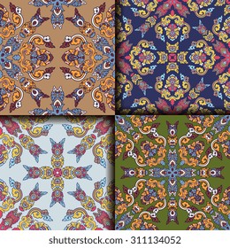 Vector seamless pattern ethnic style background. Vintage decorative texture for wallpapers, backgrounds and page fill. Indian, Arabic motive.