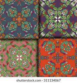 Vector seamless pattern ethnic style background. Vintage decorative texture for wallpapers, backgrounds and page fill. Indian, Arabic motive.