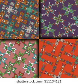 Vector seamless pattern ethnic style background. Vintage decorative texture for wallpapers, backgrounds and page fill. Indian, Arabic motive.