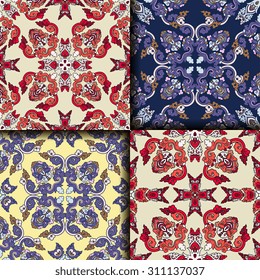 Vector seamless pattern ethnic style background. Vintage decorative texture for wallpapers, backgrounds and page fill. Indian, Arabic motive.