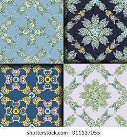 Vector seamless pattern ethnic style background. Vintage decorative texture for wallpapers, backgrounds and page fill. Indian, Arabic motive.