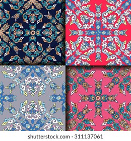 Vector seamless pattern ethnic style background. Vintage decorative texture for wallpapers, backgrounds and page fill. Indian, Arabic motive.