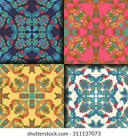Vector seamless pattern ethnic style background. Vintage decorative texture for wallpapers, backgrounds and page fill. Indian, Arabic motive.