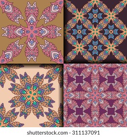 Vector seamless pattern ethnic style background. Vintage decorative texture for wallpapers, backgrounds and page fill. Indian, Arabic motive.