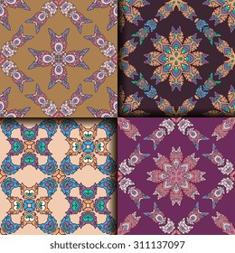 Vector seamless pattern ethnic style background. Vintage decorative texture for wallpapers, backgrounds and page fill. Indian, Arabic motive.