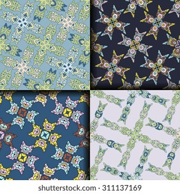 Vector seamless pattern ethnic style background. Vintage decorative texture for wallpapers, backgrounds and page fill. Indian, Arabic motive.
