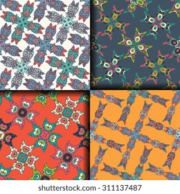 Vector seamless pattern ethnic style background. Vintage decorative texture for wallpapers, backgrounds and page fill. Indian, Arabic motive.