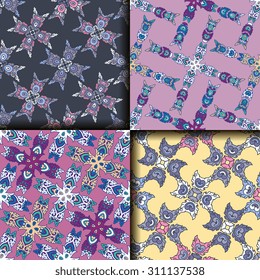 Vector seamless pattern ethnic style background. Vintage decorative texture for wallpapers, backgrounds and page fill. Indian, Arabic motive.