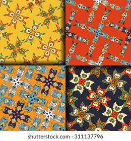 Vector seamless pattern ethnic style background. Vintage decorative texture for wallpapers, backgrounds and page fill. Indian, arabic motive.