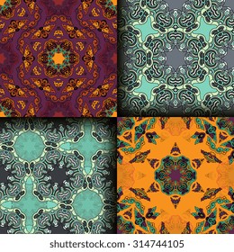 Vector seamless pattern ethnic style background. Vintage decorative texture for wallpapers, backgrounds and page fill. Indian, arabic motive.