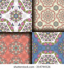 Vector seamless pattern ethnic style background. Vintage decorative texture for wallpapers, backgrounds and page fill. Indian, arabic motive.